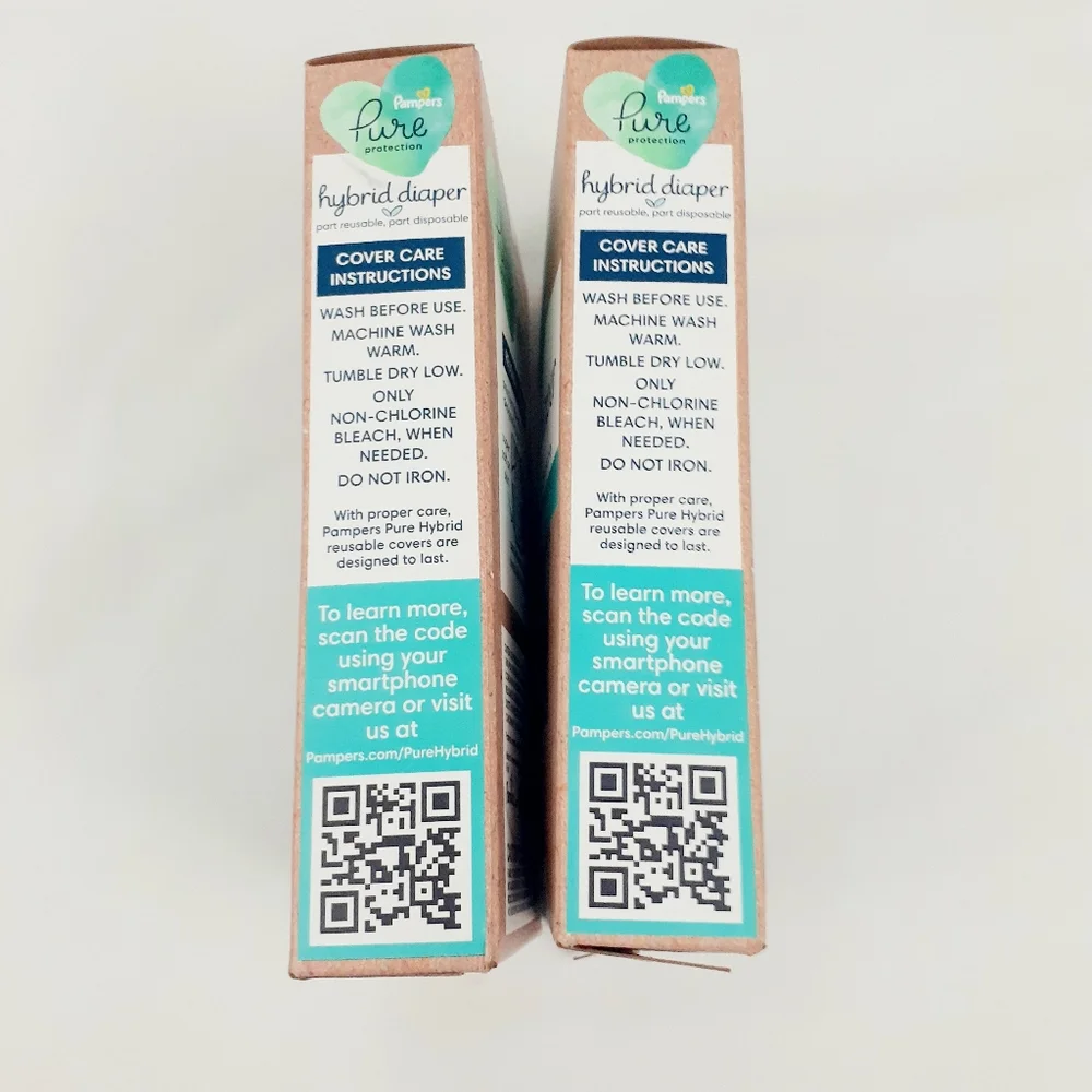Lot of 2 Pampers Protection Pure Hybrid Diaper Reusable Cover 0-3 M